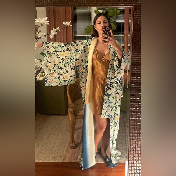Fleur du Mal Other - Antique silk kimono art nouveau florals baroque dyed real silk furisode Japan